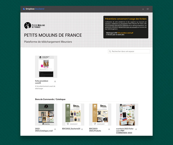 Plateforme Petits Moulins de France pour la communication des meuniers